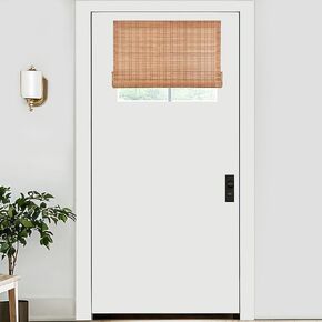 Lazblinds لا توجد أدوات لا توجد ظلال أسطوانة من الخيزران ، الستائر الخيزران اللاسلكية ، لفة تصفية الضوء الستائر للنوافذ ، الباب الفرنسي ، الشرفة أو الفناء ، 35 'W × 64' H ، Ceylon Light Russet