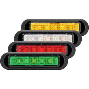 Maxxima LED Surface Mount Warning Light for Trucks and Heavy Duty, Quad Color Red/Green/Amber/White Clear Lens