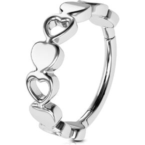 OUFER 16G Helix Earrings, 316L Stainless Steel Helix Piercing Jewelry, Heart-Shaped Design Helix Hoop Earring, Cartilage Conch Lobe Piercing Jewelry for Women