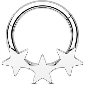 OUFER Daith Piercing Jewelry, 16G Star Design Daith Hoop Earring, 316L Stainless Steel Daith Earrings, Helix Cartilage Septum Piercing Jewelry For Women