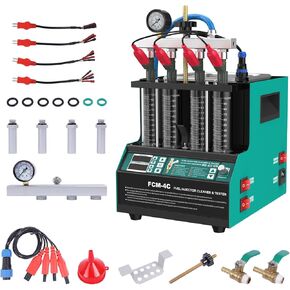 4-Cylinder Fuel Injector Cleaner Machine - 110V 2-in-1 Fuel Injector Cleaner & Tester, Ultrasonic Fuel Injector Cleaner with 9 Testing Functions for Most Vehicles