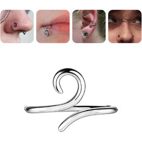 BodyAce 925 Sterling Silver Bridge Piercing Jewelry 16G Niobium Spiral Rings for Lip Eyebrow Helix Cartilage Earrings Wukong Tight Hoop Band Nose Ring