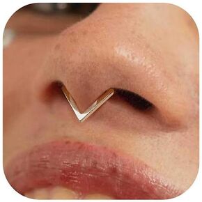 BodyBonita 16G Gold/Silver Triangle Septum Rings Piercings - 316L Stainless Steel Nose Rings Hoops CZ Nostril Piercing Jewelry Clicker Hoop Daith Conch Tragus Rook Earring for Women Men 6/8/10mm