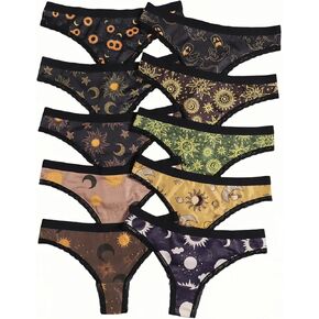 Morvia Variety of Panties Thongs Sexy Cute Chic Gothic Contrast Lace Halloween Skulls Stars Inspired Print Random Underwear