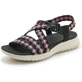 Women's Open Toe Knitted Crossover Strap Hiking Sandals Bohemian Fashion Sport Sandals with Adjustable Buckle Arch Support Comfort Non-Slip Slingback Walking Sandal for women