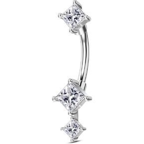 COCHARM 16G Rook Earrings Square Zirconium Eyebrow Rook Piercing Jewelry Stainless Steel Vertical Lip Jewelry Belly Button Ring