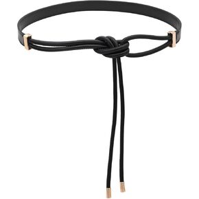 PU Leather Skinny Belts for Women Knotted Thin Waist Belt for Dresses
