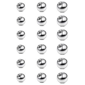 18Pcs 16G Replacement Balls for Piercing Jewelry Externally Threaded Surgical Steel Balls Industrial Barbell 316L Parts Brush Cleaner and Remover Tool Comb