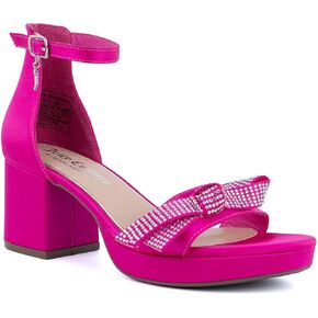 Juicy Couture Women's Open Toe Ankle Strap Low Block Chunky Heels Sandals - Dress Pumps Shoes