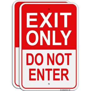 Exit Only - Do Not Enter Sign, 18" x 12" Rust Free Heavy Duty Aluminum Reflective Warning Signs, UV Protected, Fade Resistant, Weatherproof - Easy to Mount - Outdoor use