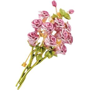 Pink Rose Bouquet Brooch for Women Girls Fashion Flower Lapel Pin for Party Prom Elegant Accessories Enamel Leaf Breastpin Decorative Floral Dress Suit Hat Bag Wedding Valentine Mother's Day Christmas