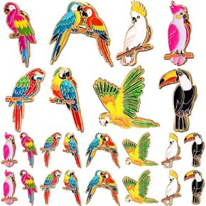 Yinkin 24 Pcs Tropical Parrot Enamel Brooch Colorful Parrot Lapel Pin Animal Brooches Cute Lapel Pin for Women Jewelry Pin Dress Accessories Mother's Day Birthday Gift