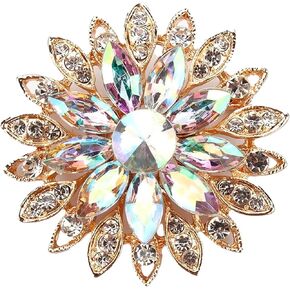 Rhinestone Flower Brooch Pin - Vintage Rose & Sunflower Brooches, Large Crystal Pin for Women, Gold & Pearl Accents, Elegant Christmas Brooch, Fashion Accessories for Hats, Dresses & Bags in Kuwait