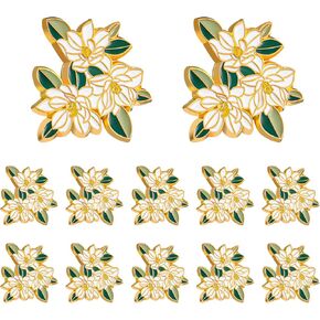 12 pcs magnolia زهرة مينا دبابيس دبابيس صاخبة الطية الدبابيس