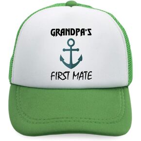 Custom Kids Trucker Hat Grandpa's First Mate Grandpa Grandfather Polyester