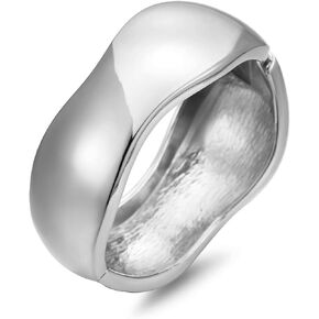Silver Chunky Bangle Bracelets for Women Wide Cuff Bracelets Irregular Wrist Wrap Cuff Bangle Bracelet Jewelry