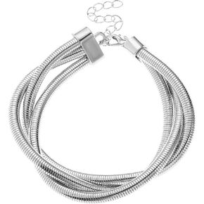 MYANAIL Triple Twine Spring Bracelet for Women Adjustable Interlocking Bangle Bracelets Metal Punk Multilayer Bracelet Jewelry