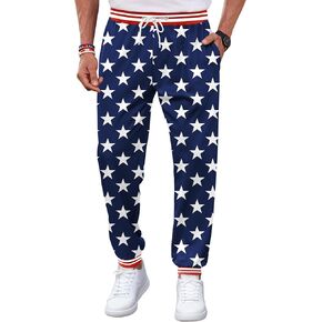 Arvilhill Men's 4th of July Drawstring Pants 1776 Joggers Patriotic American Flag Sweatpants (S-3XL)