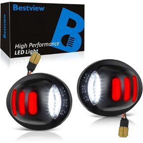 Bestview LED License Plate Light Compatible with Ford F150 F250 F350 F450 F550 Superduty Explorer Ranger Expedition Excursion Bronco, Tag Lights Assembly with Red OLED Neon Tube 6500K White Pack of 2