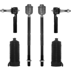 طقم طقم ROD TIE 6PCS ، نهاية قضيب التعادل الداخلي الأمامي مع الأحذية المتوافقة مع 2007-2014 شيفروليه سيلفرادو تاهو سوبربان ، 2007-2013 GMC Sierra 1500 Yukon XL 1500 Yukon