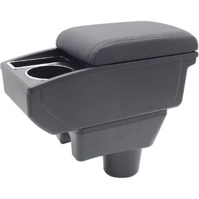 ل Mitsubishi Mirage 2014-2024 Car Renrest Box Center Center Center Center Arm Leather Arm Rest Double Layer Space مع حامل الكأس (خيط أسود)