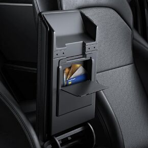 BASENOR 2025 2024 Tesla Model 3 Armrest Hidden Storage Box (Carbon Fiber Design) Center Console Armrest Secret Compartment Organizer for Model 3 Highland Refresh Accessories