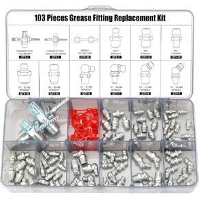 أداة تجهيزات Zerk Grease ، وإزالة Zerk Removal وتنظيف الشحوم ، 1/4 "1/8" M6 M8 M10 SAE و Metric Zerk Pittings مع CAPS