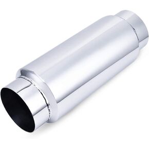 SYKRSS 4 Inlet/Outlet Exhaust Muffler Universal Stainless Steel Straight Through Muffler