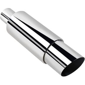 Exhaust Muffler, Universal Stainless Steel Exhaust Tip, straight-through design (Blue, 2.5'' Inlet 4'' Outlet)