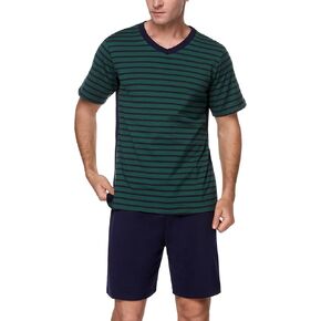 Marvmys Men's Short Sleeve Pajama Set Summer Pj Short Set 2 Pcs Loungewear Sleepwear with Pockets