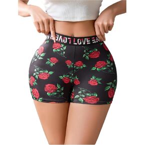 Soly Hux النسائية النسائية المطبوعة Boyshorts الداخلية عالية الخصر ملخصات الملاكم الناعم الناعم