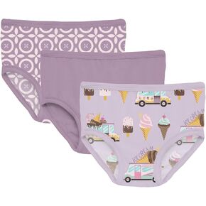 KicKee Girls Underwear, Set of 3, Prints and Solid Colors, Soft Girl Panties, Toddler to Big Kid, All Day Wear