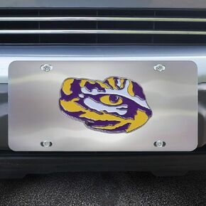 Fanmats 26922 LSU Tigers لوحة ترخيص أمامية من الفولاذ المقاوم للصدأ مع شعار معدني كبير ثلاثي الأبعاد مقولبة ثلاثية الأبعاد