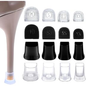 cobee 8 Pairs Heel Caps for High Heels, 4 Sizes Heel Stoppers Heel Protectors Anti-Slip Noise Reducing, Heel Replacement Tips Black and Transparent for Women Wedding, Grass, Wetlands Outdoor Events