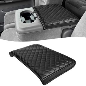 KBH Center Console Renrest Cover for 1999-2010 Ford F250 F350 F450 & 2001-2005 F550 ، Jump Seat ، غطاء واقعي للغطاء الأوسط ، تقليم من الجلد فينيل ، مضاد للخلع ، أسود