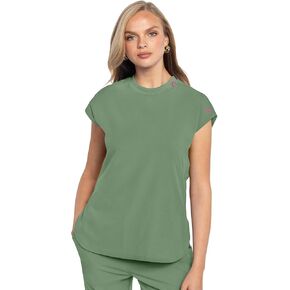 Med Couture Scrub Top Women Round Neck Tuckable with 2 Zipper Pockets with Rounded Hem MC703
