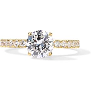 PAVOI 14K Gold Plated Engagement Rings for Women | Promise Wedding Band | 3CT Cushion Cut Round Oval Cubic Zirconia Fake Engagement Ring