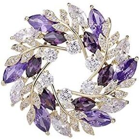 14K Gold Leaf Wreath Brooch, Handcrafted Moissanite Corsage Pin Buckle - Elegant Blazer Accessory, Perfect Birthday or Special Occasion Gift for Her