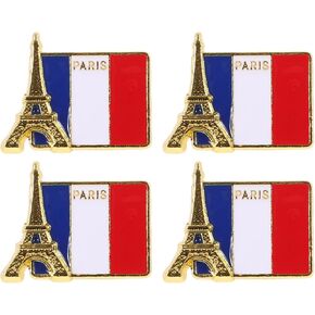 PRETYZOOM France Flag Lapel Pins: 4pcs National Badge, Decorative Flag Brooches, France Travel Keepsake, Patriotic Jewelry Accessories