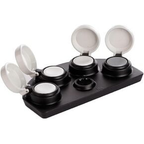 Watch Oil Cup Stand, 3.3 X 2.2 X 0.6in Watch Oil Jar, Steel 4 Holes Dishes with White and Black as A Dial Repair Tool for Watchmaker and Enthusiasts
