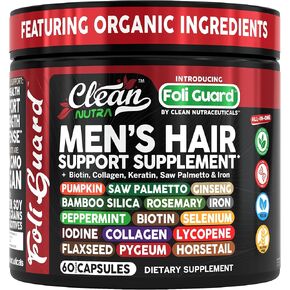 Hair Growth Supplement For Men | Biotin Hair Vitamins Collagen Pumpkin Seed Saw Palmetto Iron Ginseng Bamboo Silica Rosemary Peppermint Keratin Selenium Iodine Flaxseed Horsetail Vitamin A C D3 E B12