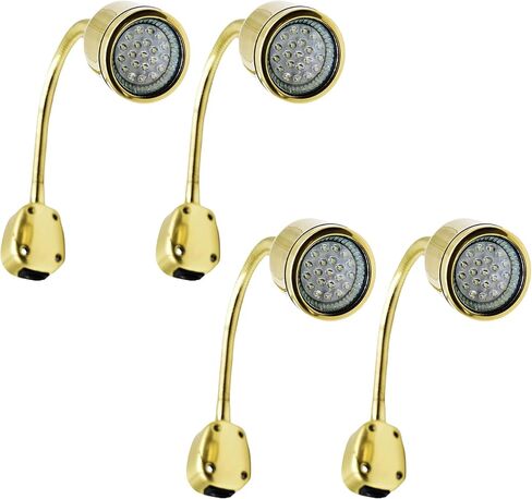 MARINE CITY Brass Flexible Gooseneck LED Cabin Reading Light with Shade | Diameter 1-7/16 Inches | Ideal for Marines, Boats, Yachts, Ships - 2 Pcs in Saudi Arabia