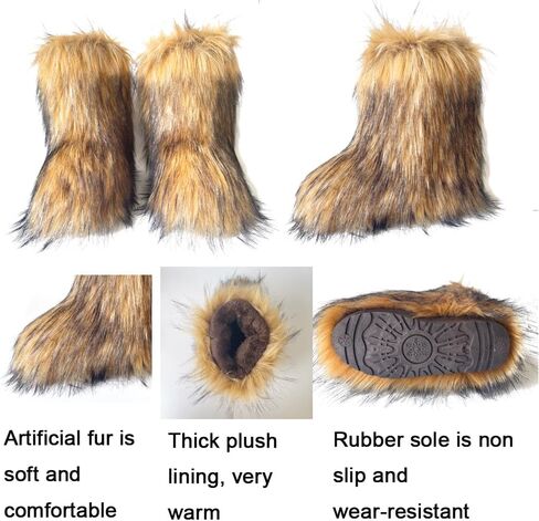 Therian mask and Tail Animal Costume Set with Cat Ears Therian Paws Fluffy Faux Fur Boots for Women Halloween Cosplay in Saudi Arabia