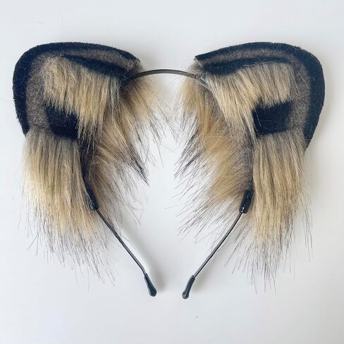 Therian mask and Tail Animal Costume Set with Cat Ears Therian Paws Fluffy Faux Fur Boots for Women Halloween Cosplay in Saudi Arabia