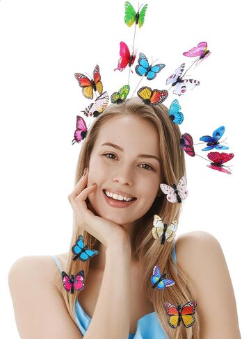 Zeyune Butterfly Bascinators Hat مع 8 دبابيس شعر شاي مونارك شاي حفلة الفراشة التاج. in Kuwait