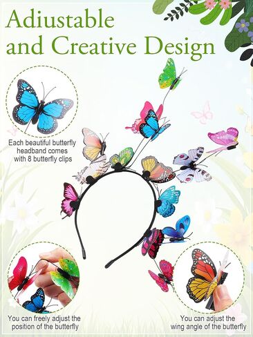 Zeyune Butterfly Bascinators Hat مع 8 دبابيس شعر شاي مونارك شاي حفلة الفراشة التاج. in Kuwait