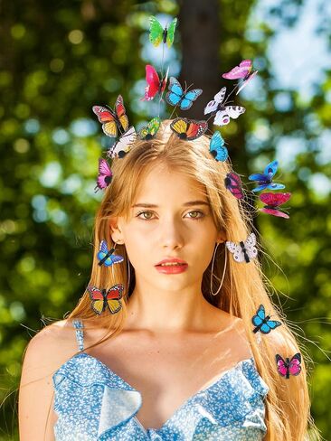 Zeyune Butterfly Bascinators Hat مع 8 دبابيس شعر شاي مونارك شاي حفلة الفراشة التاج. in Kuwait