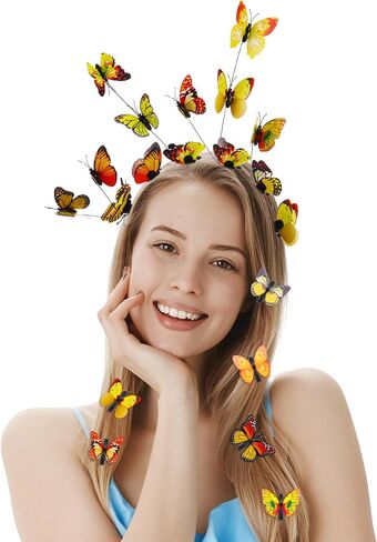 Zeyune Butterfly Bascinators Hat مع 8 دبابيس شعر شاي مونارك شاي حفلة الفراشة التاج. in Kuwait