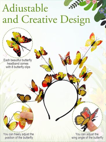 Zeyune Butterfly Bascinators Hat مع 8 دبابيس شعر شاي مونارك شاي حفلة الفراشة التاج. in Kuwait