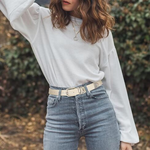 VONMELLI Women's Belt for Jeans Dress Leather Belt for Women Fashion Waist Ladies Belt with Sliver Buckle in Saudi Arabia